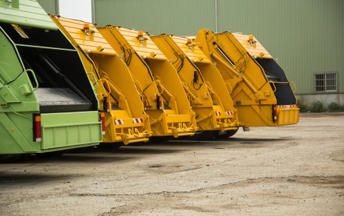 Professional waste management team handling commercial waste